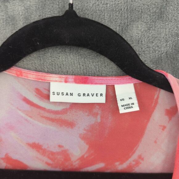 Susan Graver Cardigan Womens XL Pink Sheer Summer Vacation Beach Travel Layer - Picture 3 of 6